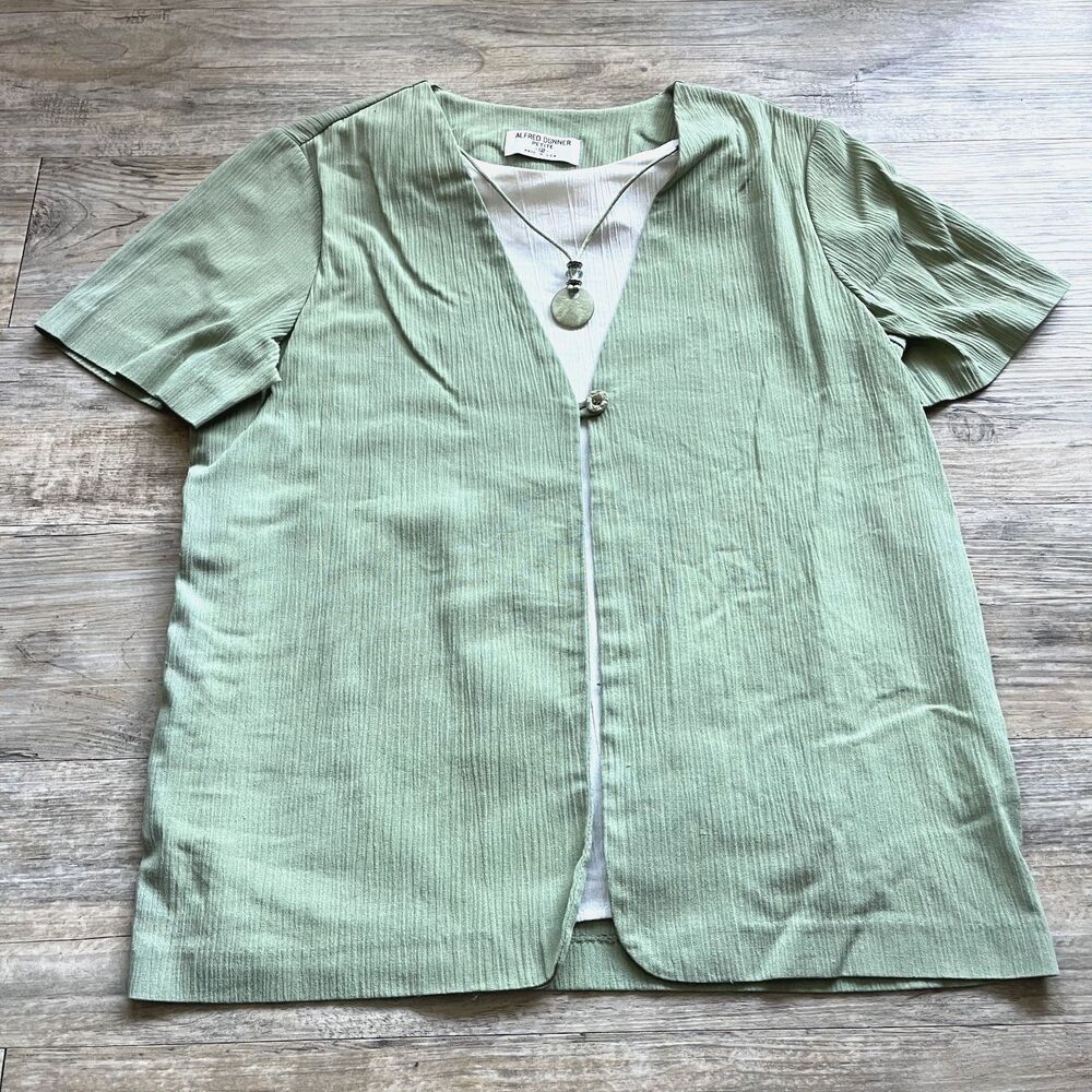 Aflred Dunner Vintage Top 12 Large Blouse Necklace Green Jade
